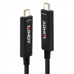 USB Laidas - LINDY &Scaron;viesolaidinis Hibridinis USB Type C Laidas, Garso / Vaizdo, 3840x2160, 60Hz, 15 m, Juodas
