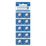 EVERACTIVE &Scaron;ARMINĖS BATERIJOS MINI AG10 G10 LR1130 LR54, 10 VNT. LIZDINĖSE PAKUOTĖSE EVAG10