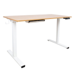 Ra&scaron;omasis stalas ERGO su 1 varikliu, 120x60xH73-121cm, Spalva: balta/ąžuolas