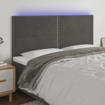 Galvūgalis su LED, tamsiai žalias, 160x5x118/128cm, aksomas