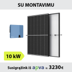 Saulės elektrinės komplektas 10kW su montavimu: Inverteris Solplanet ASW 10K-LT-G2 Pro + TrinaSolar VERTEX S saulės moduliai
