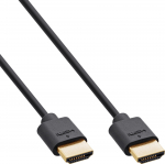 Kabelis InLine &reg; Slim Ultra didelio greičio HDMI kabelis M / M 8K4K auksas, plakiruotas juodu 1,5 m