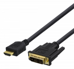 HDMI į DVI kabelis DELTACO 1080p, DVI-D Single Link, 2m, juodas / HDMI-112-K / 00100022