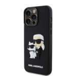Karl Lagerfeld 3D Rubber Karl and Choupette dėklas telefonui Apple iPhone 15 Pro Max juodos spalvos