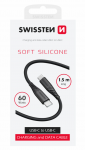 Swissten mink&scaron;tas silikoninis 60 W duomenų kabelis USB-C &ndash; USB-C 1,5 m