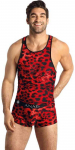 Anais Men Accesories ANAIS MEN Savage Top M - Raudona Microfiber Animal Print, Sleeveless Design