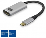 ACT USB-C į HDMI jungtį jungiantis adapteris, 4K @ 60Hz, laido ilgis 0,15 m, aliuminio korpusas. ADAPTERIS USB-C-HDMI 0,15M 4K (AC7010)