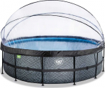 EXIT Stone pool &oslash;488x122cm with sand filter pump and dome and heat pump - pilkas