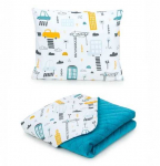 MamoTato pagalvė + antklodė, miestas, žydra 75x100, Premium