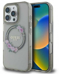 Guess IML Flowers Wreath MagSafe Apple iPhone 16 Pro - dėklas telefonui juodos spalvos