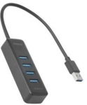 USB-A &scaron;akotuvas DELTACO, 5 Gbit/s, 4x USB-A, plonas, juodas / UH-734 / 1902425