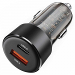 Automobilinis įkroviklis Acefast B12 60W USB-C/USB-A juodas