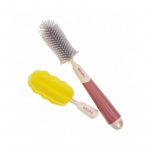 Akuku buteliukų, puodelių ir žindukų silikoninis &scaron;epetys su kempine, beige/pink, A0512