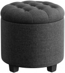 Songmics Kėdutė pufas su laikymo vieta tamsiai pilka