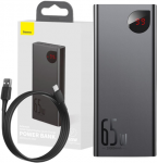 Powerbank Baseus Adaman skaitmeninis ekranas PPIMDA-D01 20000mAh 65W PD QC 3.0 2x USB-A 1x USB-C + KABELIS