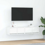 TV staliukas Televizoriaus spintelės, 2vnt., baltos, 60x31x25,5 cm, mediena