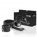 Fetish Submissive Bondage Fetish Submissive Vegan Leather Collar & Wrist Restraint Set, Adjustable