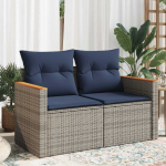 Sodo sofa su pagalvėlėmis, dvivietė, pilka, polirotangas