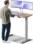 Elektrinis reguliuojamo auk&scaron;čio stalas Desktronic HomeOne Bambukas/Pilkas, 120x60cm, Dvigubas motoras, USB ir USB-C įkrovimo lizdai