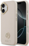 GUESS dėklas, skirtas IPHONE 17, suderinamas su &bdquo;MagSafe&ldquo; GUHMP17SPGCRMDEP (PU su grūdėtu juodu logotipu), rožinis
