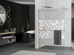 Walk-in du&scaron;o sienelė Mexen Kioto+ su lentynėle, Rose Gold/Baltas ra&scaron;tas, 120 x 200 cm