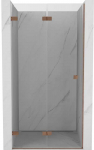 Du&scaron;o durys Mexen Lunar-F, sulankstomos, kairė, 75 cm, transparent/brushed copper