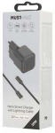 Musthavz Nano įkroviklis 20W + USB-C/Lightning kabelis, juodos spalvos