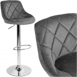 Grafito aksominė baro kėdė, dygsniuota, metalinės kojos, reguliuojamo auk&scaron;čio virtuvės kėdė, pusbario kėdė, valgomojo baro kėdė