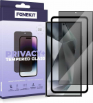 Geko &bdquo;FoneKit Privacy+&ldquo; visi&scaron;kai apsauginis grūdintas stiklas, &bdquo;Google Pixel 9 Pro&ldquo;, juodas
