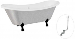Vonia Besco Amelia Glam 190, Sidabrinis+Juodas, su sifonu su persipylimu Klik-klak Chrome