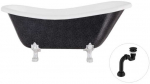 Vonia Besco Otylia Glam 160, Graphite+Chrome, su sifonu Klik-klak Juodas