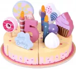 Jokomisiada Candy Wooden Birthday Cake Toy with Candles and Decorations &ndash; Cutting Play Set ZA5936