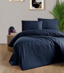 Riposo PREMIUM Satino medvilnės patalynės komplektas STRIPE NAVY 140x200 cm