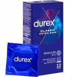Durex Klasikiniai &bdquo;Extra Safe&ldquo; prezervatyvai, sustiprinti papildomam saugumui, 12 vnt.