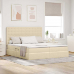 Saugos lova su čiužiniu Kremas 200 x 200 cm Dirbtinė oda