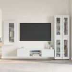 TV spintelių komplektas FLORIN 3 pcs Auk&scaron;tai blizganti balta