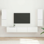 TV staliukas TV spintelių komplektas 4 pcs Auk&scaron;tai blizganti balta