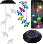 Pakabinamas soliarinis lauko LED &scaron;viestuvas Elephants, Colorful, 70 cm