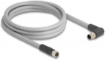 Delock M12 Kabelis L-kodiert 5 Pin Stecker rechts gewinkelt zu Buchse gerade PUR schleppkettentauglich 1 m grau