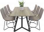 Venture Design Valgomojo stalas ir kėdžių komplektas 180x90x75 cm Juoda Pilka