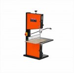 Stalinis juostinis medžio pjūklas, 373W, 160 mm pjovimo auk&scaron;tis, 335x340 mm ketaus stalas, 360&deg; žibintas, kampinis ribotuvas ir kreipiančioji, staklės baldų gamybai ir drožybai