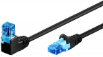 Goobay CAT 6A Komutacinis kabelis 1x 90&deg; Angled, U/UTP, juodas, 0.5 m, Cat6a, U/UTP (UTP), RJ-45, RJ-45, Juodas
