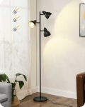 EDISHINE grindų lempa, 163 cm, 3 lemputės, juoda, E27 LED, reguliuojama, metalinė, DHLFL03E1
