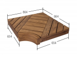 Kampinis gulto elementas moduliniams pirties gultams, pu&scaron;ies mediena 654x654 mm
