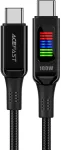 Acefast C7-03 duomenų perdavimo ir įkrovimo kabelis | USB-C į USB-C | 100W | su LED ekranu | 1,2 m | juodas