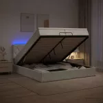 Otmana lova su matracsu ir LED &Scaron;viesiai pilka 200 x 200 cm