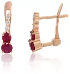 Diamond Sky Jewelry Auksiniai auskarai su deimantais ir rubinais &bdquo;Ugnies &scaron;okis&ldquo;