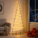 Metalinė eglutė su LED KUOPIO 210 cm &Scaron;ilta balta Plienas Juoda