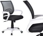 Ergonomi&scaron;ka biuro kėdė, balta/juoda, reguliuojamas auk&scaron;tis, atlo&scaron;iama nugara, TILT mechanizmas, tinklinė nugara, darbo kėdė, kompiuterio kėdė