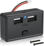 Linkstyle usb lizdas 12 v kemperiui, 4.8 a dvigubas usb a greito įkrovimo lizdo skydelis su įjungimo/i&scaron;jungimo jungikliu automobiliams, laivams